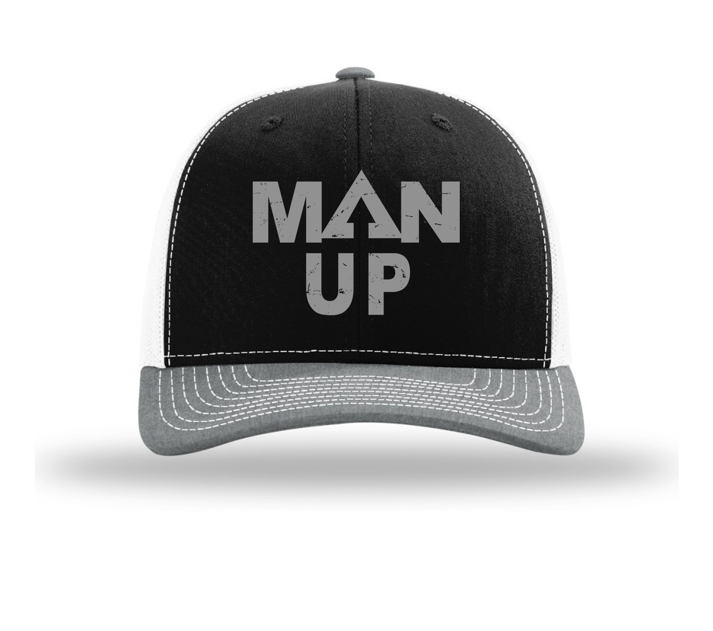 Man Up Trucker Hat (Black/White/Grey)